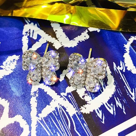 🔥 Classic Butterly CZ Wedding Stud Earrings for Women, FB16FA1094 - Picture 5 of 7